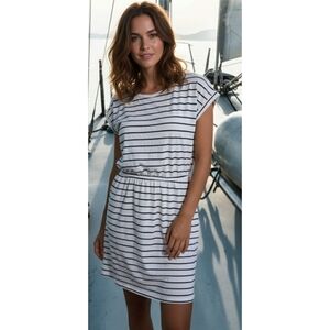 H&M Basic Striped Cap Sleeve Striped Dress White & Navy Size M